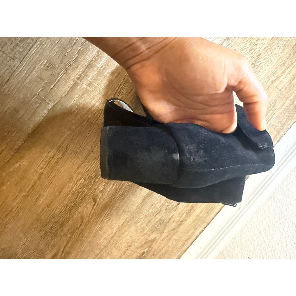 Jeffrey Campbell Lindsay Black Suede Block Heel Sandals Size 8 Minimalist Chunky - Picture 8 of 10